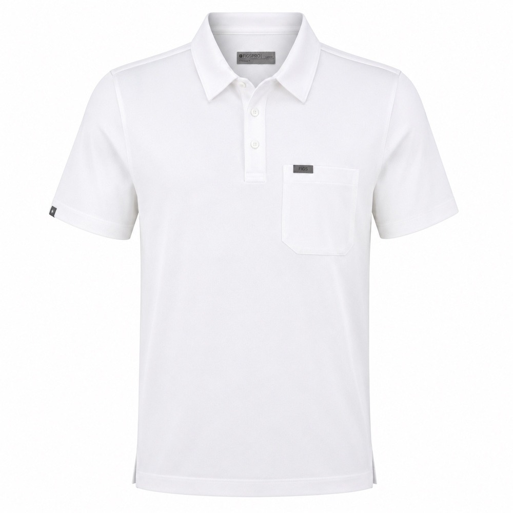FIGS PRO Mens Technical Scrub Polo White XL Pima Cotton medical nurse preppy